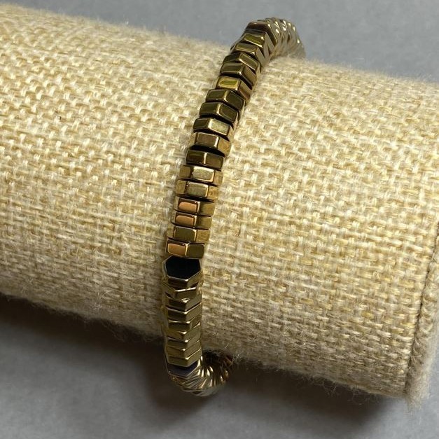 Faceted Hematite Rondelle Bracelet 6×2 mm, 18 cm Stretch