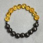 Bracelet Citrine and Hematite, smooth 10mm beads ± Chanel-style 8×6mm ±, length 18cm ±, stretch