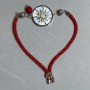 Textile bracelet, diameter 5.5 mm ±, adjustable with a silver-toned metal insert, diameter 24 mm ±