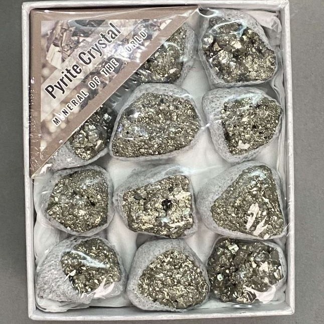 Pyrite souvenir stone - assorted sizes (price per box) 9x8 cm+
