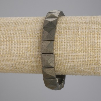 Pyrite Bracelet, Faceted Link, 11×11 mm diameter, 18 cm length (stretch)