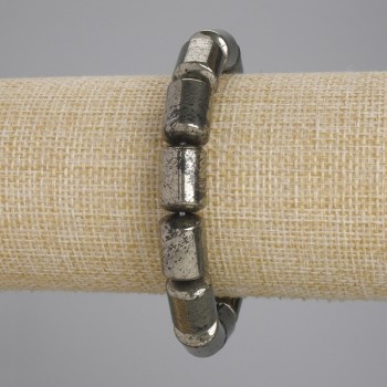 Pyrite Cylinder Bracelet, diameter 14×10 mm ±, length 18 cm ±, stretch bracelet