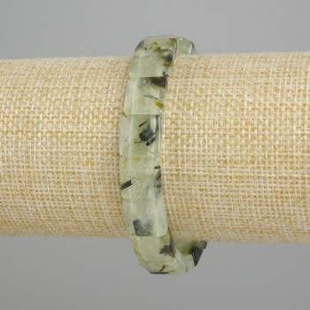Prehnite Faceted Square Bracelet, 10.5-11×10.5-11 mm, length 18 cm ±, stretch