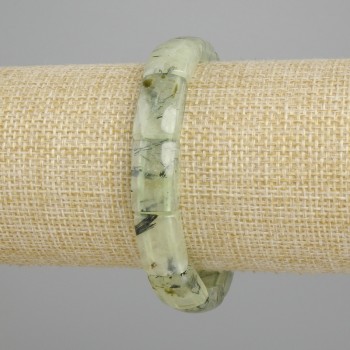 Prehnite bracelet with smooth links, diameter 16-17×10-11 mm ±, length 18 cm ±, stretch