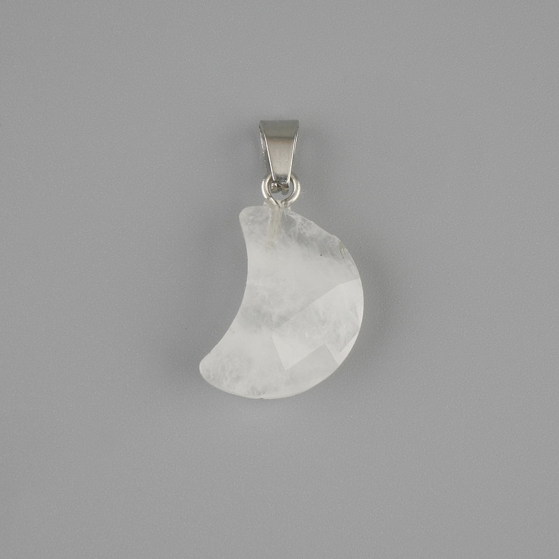 Faceted Moon Pendant, Rock Crystal, 19×12 mm, length approx. 25 mm