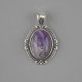 Amethyst pendant 34×21 mm ± silver-tone metal