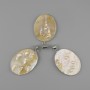 Natural Mother-of-Pearl Pendant with Baroque Pearls, Oval, Diameter 44×35 mm, Length 57 mm, Silver-Toned Metal
