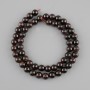 Garnet Beads, Smooth Round Balls, Diameter 7.5 mm, Thread Length 39 cm (+/-)