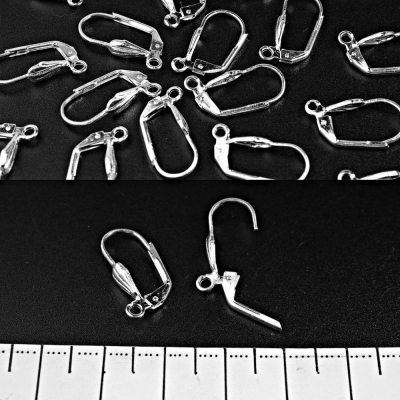 Leaf Earring Posts with French Clasp - Light Metal - 250 pairs ± 250 g ± - 18x8 mm