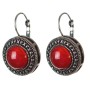 Clearance earrings Carnelian setting 'Dot Cross' round stone 2 cm, length 3 cm