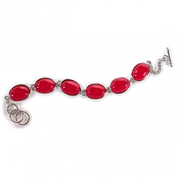 Clearance women's tourmaline bracelet with 6 oval stones, toggle clasp