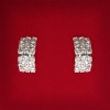 (20 mm) Women's rhinestone stud earrings, light metal, wedding and evening studs with a center divider