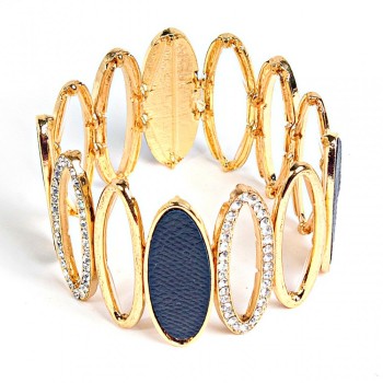 SALE! (5-6 cm) Elegant bracelet with oval elements and a single dark stone in the center of the composition