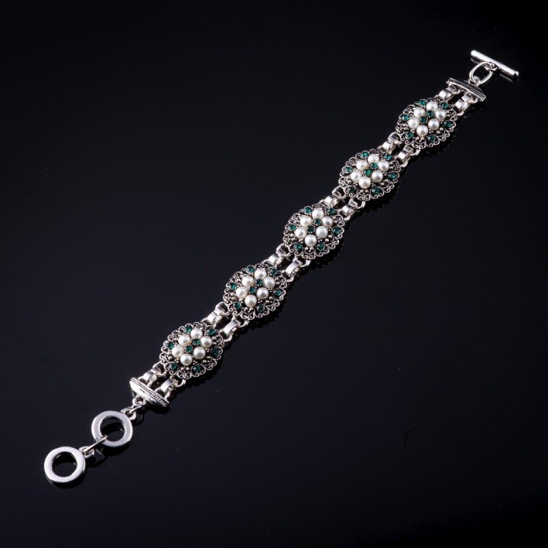 Lisa Bracelet with Green Glass 22 cm