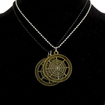 Friendship Pendant on a Chain 'Spiderweb' in White and Black Metal Finish