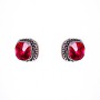 Earrings with a 1.7 cm square red crystal