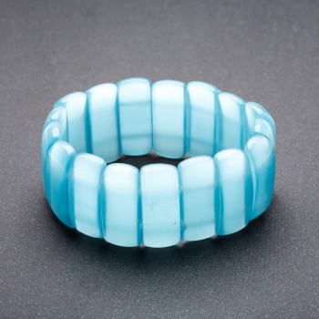 Cat's Eye bracelet on elastic blue color 'Link' 25×11 mm