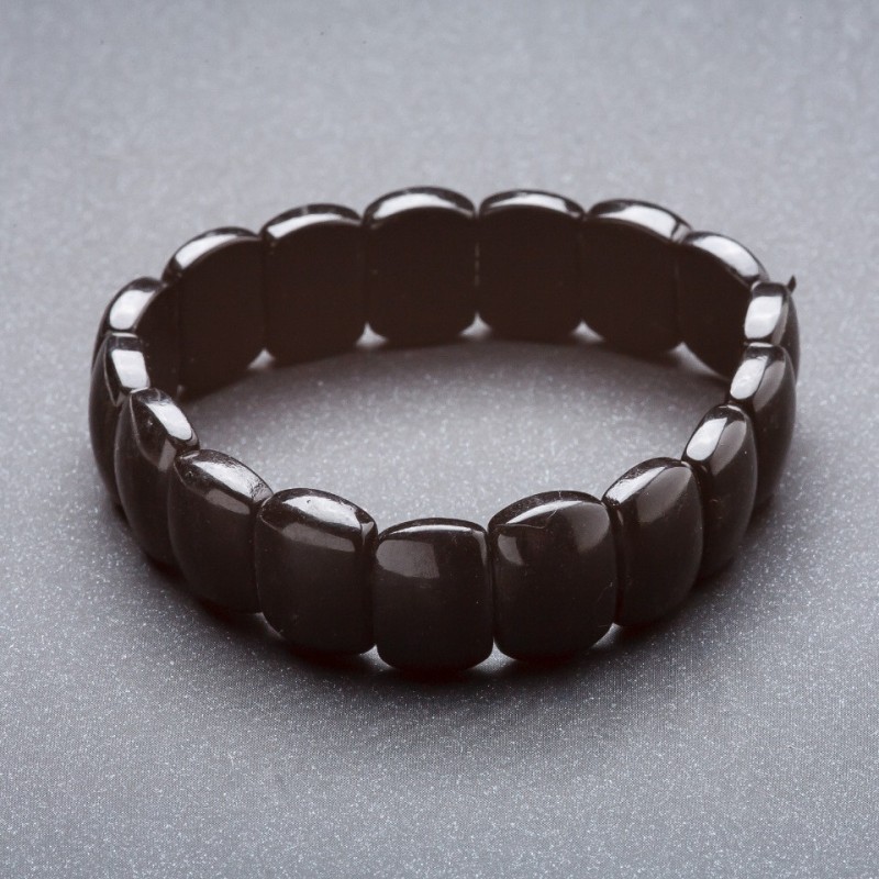Stretch bracelet in black agate 'chain' 15x11mm