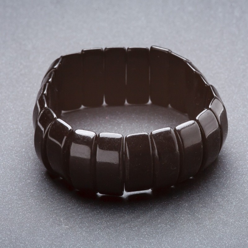 Elastic bracelet in black agate 'Link' 21x9mm