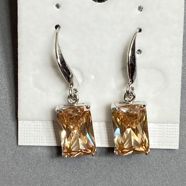 Earrings with crystals "Yellow" 1.3×0.8 cm