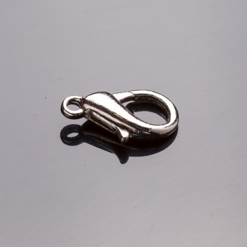 Price per pack / 10 pcs. Carabiner clasp 1.4×0.8 cm gray metal