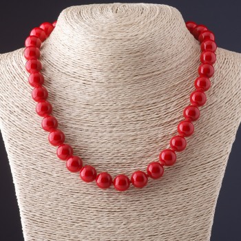 Pressed Coral Necklace – Smooth Beads 12.5 mm, 46 cm