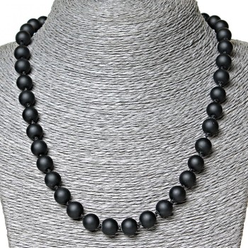 Shungite Bead Necklace (named after ), 10 mm diameter, 50 cm length