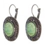 Discounted nephrite earrings in teardrop-silver setting, oval stone 2.5 × 1.9 cm, length 3.5 cm