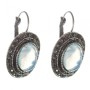 Sale Moonstone Earrings in a 'Drop Silver' Setting, Oval Stone 2.5×1.9 cm, Length 3.5 cm