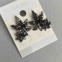 ( 25/20mm ) Double Leaf Earrings with a Black Rhinestone