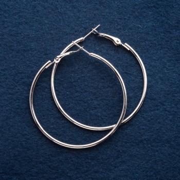 Silver hoop earrings, 5 cm diameter
