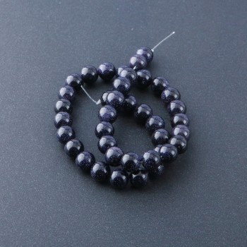 Beads of natural stone on a thread Aventurine Blue Sand Night of Cairo, diameter 10 mm, 36 cm