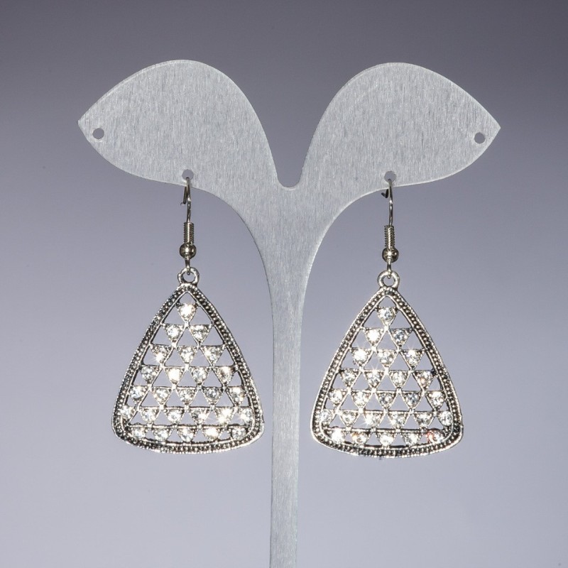 Dangle earrings 'Diamond Pyramids', length 5 cm