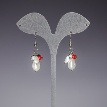 Long Pearl Earrings with Czech Crystal, length 4.5 cm