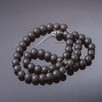 Shungite beads smooth ball on thread (name ), diameter 8 mm, length 37 cm
