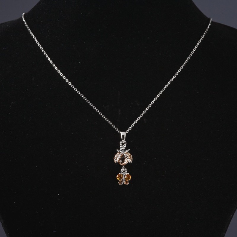 Ladybug pendant on chain, 55 cm chain length, 3.5 cm pendant length