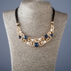 Ribbon Necklace with Blue Crystals, 50 cm Length - Metal Color 'Gold'