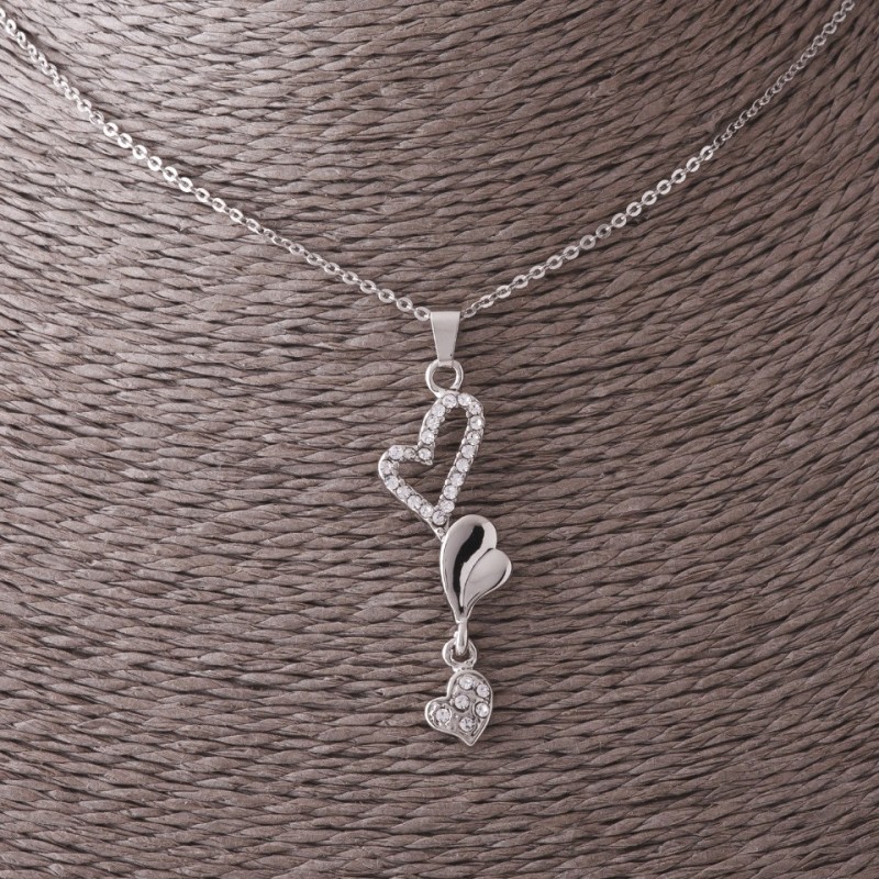 Heart Pendant on Chain, Silver Tone, 45cm