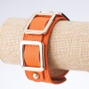 SALE! Tin Tin Square Eco-Leather Bracelet with orange metal color 'gold', width 3 cm, length 18-21 cm