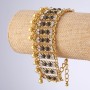 SALE! Bracelet 'Chainmail' red and white beads from the 'Eastern Tale' series, length 18-23 cm, metal color 'antique gold', ethno