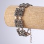 Bracelet with gray square crystals, Eastern Bride series, length 18-23 cm, metal color 'silver'