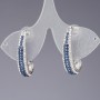 Earrings 'Sapphire Path' with blue and white rhinestones, color "silver", length 3.5 cm