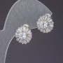 Earrings with white crystals, length 1.2 cm