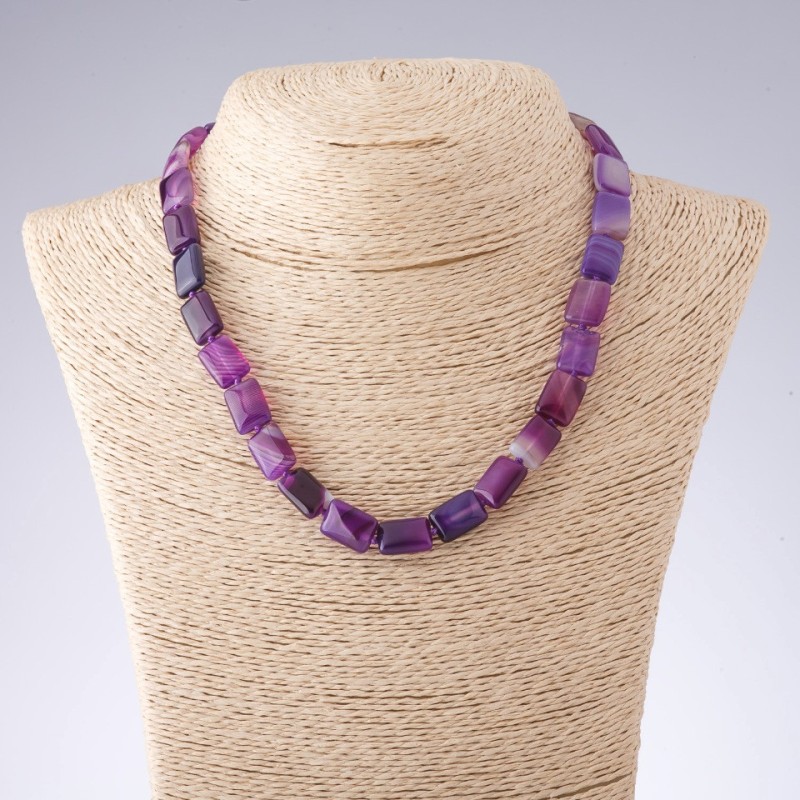 Agate Beads in Purple Tones, Rectangular, 10×14 mm, Length 44 cm