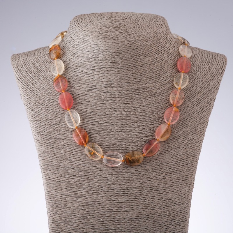 Chalcedony Necklace, Oval Beads 13×18 mm, Length 45 cm