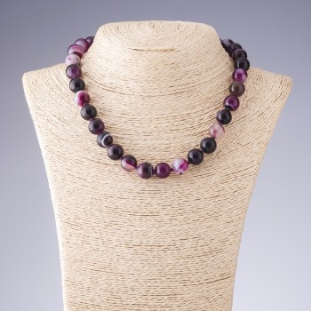 Agate Beads in Violet Tones, Smooth Round Bead, 12 mm Diameter, 44 cm Length