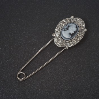 Cameo Silver Brooch-Pin, 8 cm