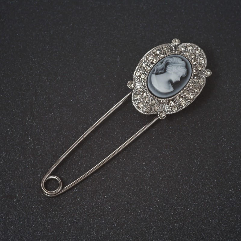 Cameo Silver Brooch-Pin, 8 cm
