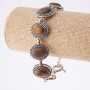 Discounted Tiger's Eye bracelet with bezel 'dot-cross' oval stones 22×18 mm, 7 stones, length 20–22 cm