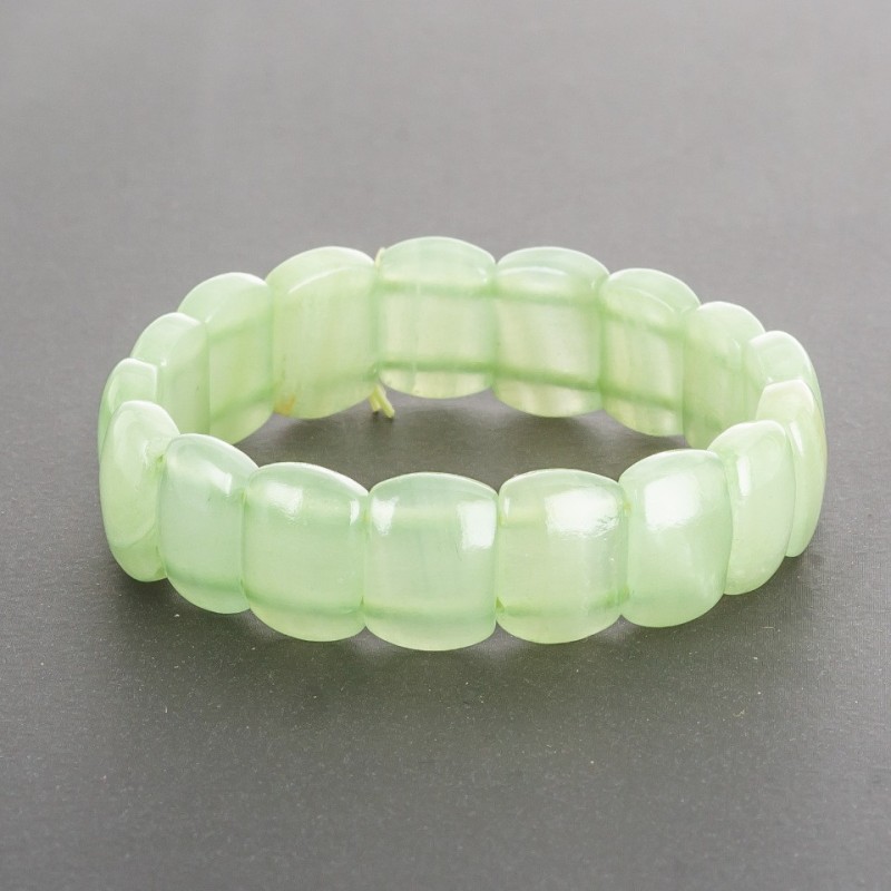 Bracelet Green Onyx on Elastic Band Rectangular Links 1.5 x 1.1 cm